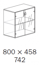 ALFA 500 Skříň 800x458x742 FT Přístavná Dveře sklo