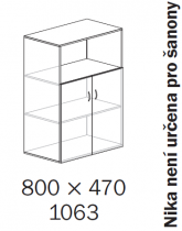 ALFA 500 Skříň 800x470x1063 FT Dveře LTD/NIKA<!---